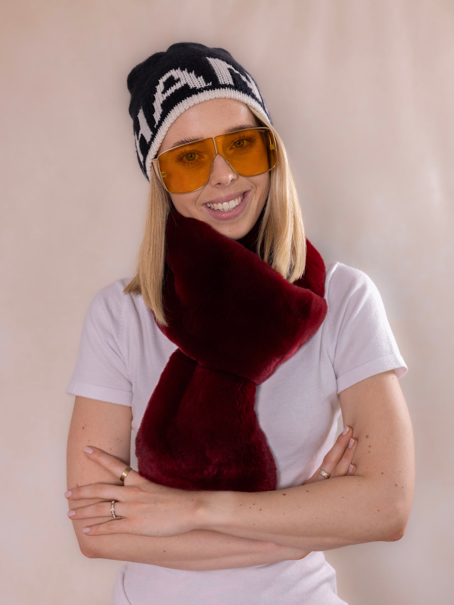 R &amp; L, Rosenberg &amp; Lenhart scarf fur wine red