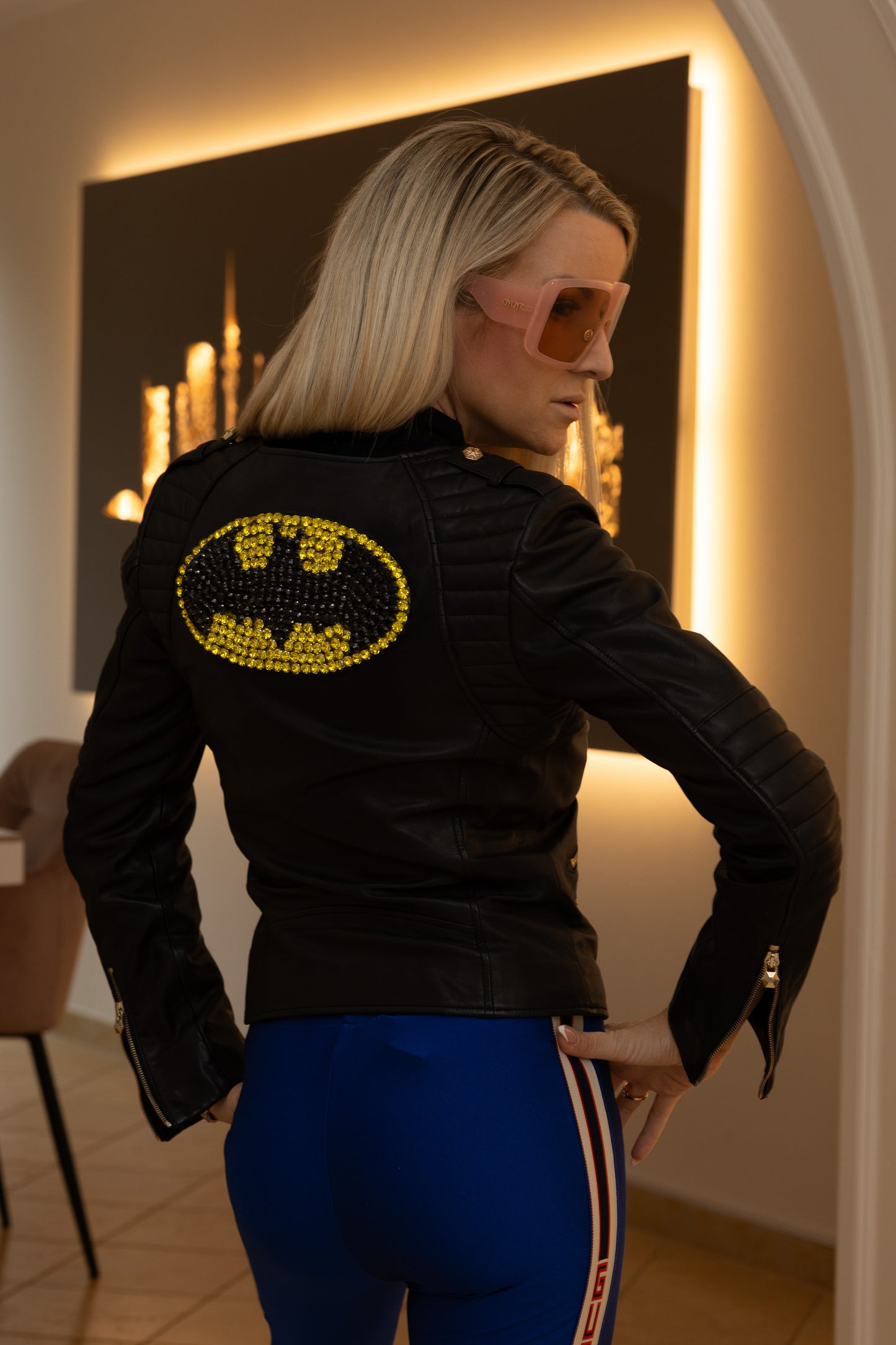 PHILIPP PLEIN giacca in pelle taglia BATMAN. XS/S/M come nuovi