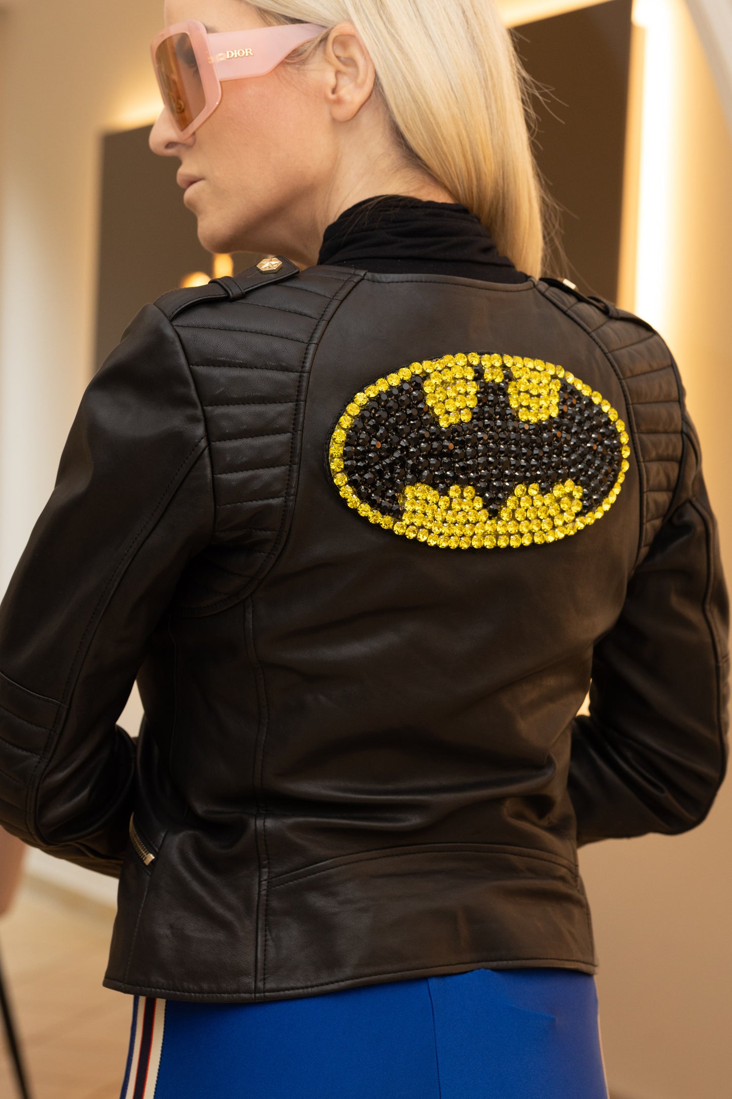 PHILIPP PLEIN giacca in pelle taglia BATMAN. XS/S/M come nuovi