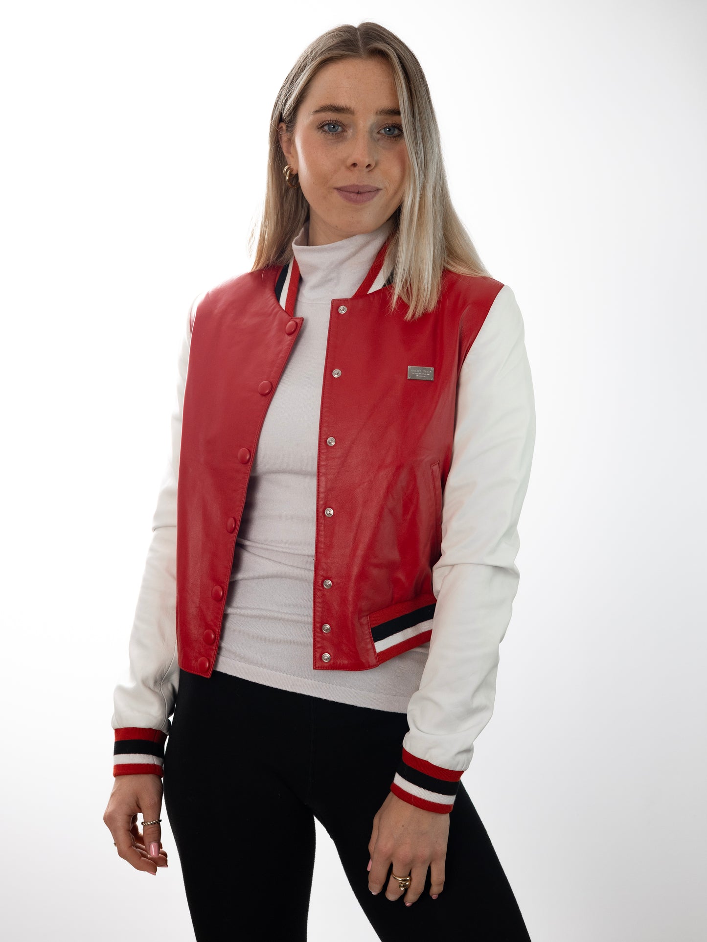 PHILIPP PLEIN giacca in pelle JOY XS/S Tucano LUXURY Cristalli Stile Bomber