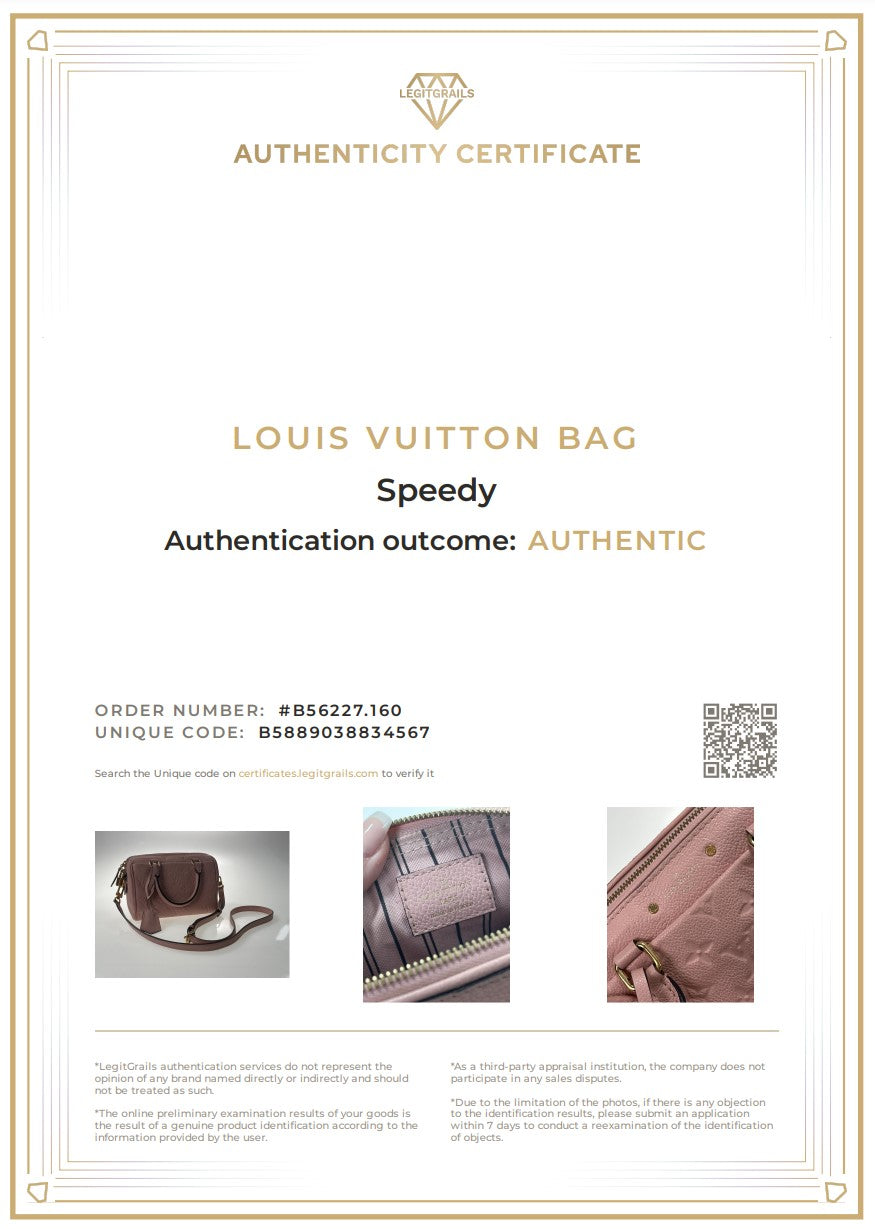 LOUIS VUITTON SPEEDY 20 Bandouliere Empreinte Rose