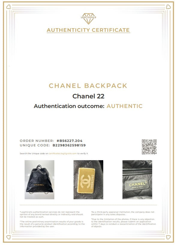 CHANEL 22 Backpack Calf Rucksack Black Schwarz/Gold AS331B0803