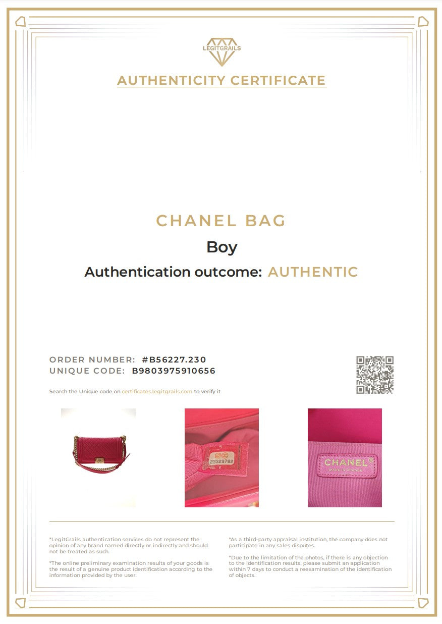 Chanel Boy Leder Fuchsia Gold FULLSET A67086Y076592