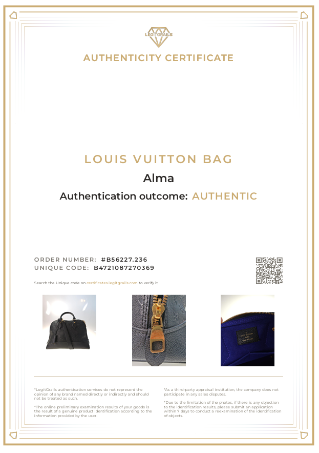 LOUIS VUITTON ALMA PM Empreinte NOIR