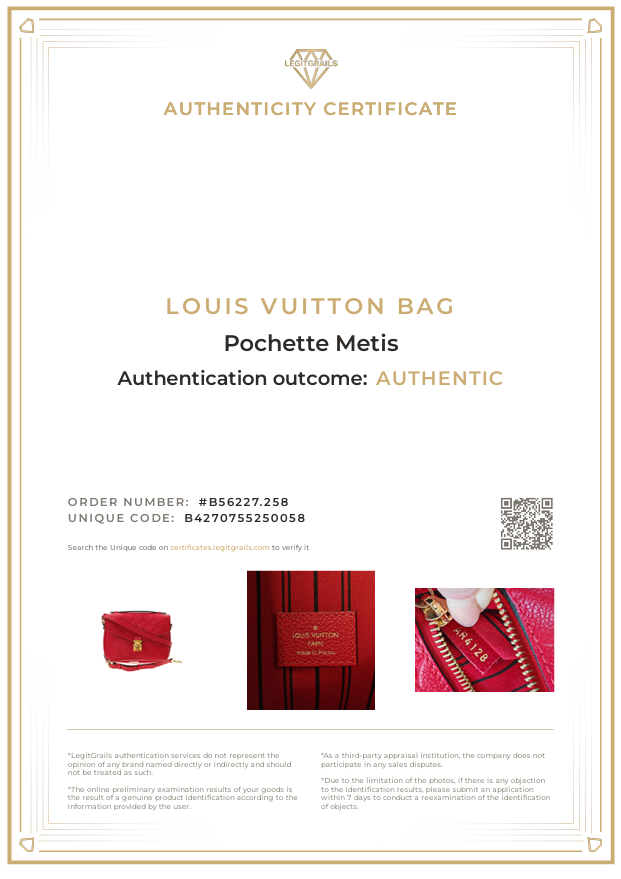 LOUIS VUITTON Pochette Metis Empreinte Red