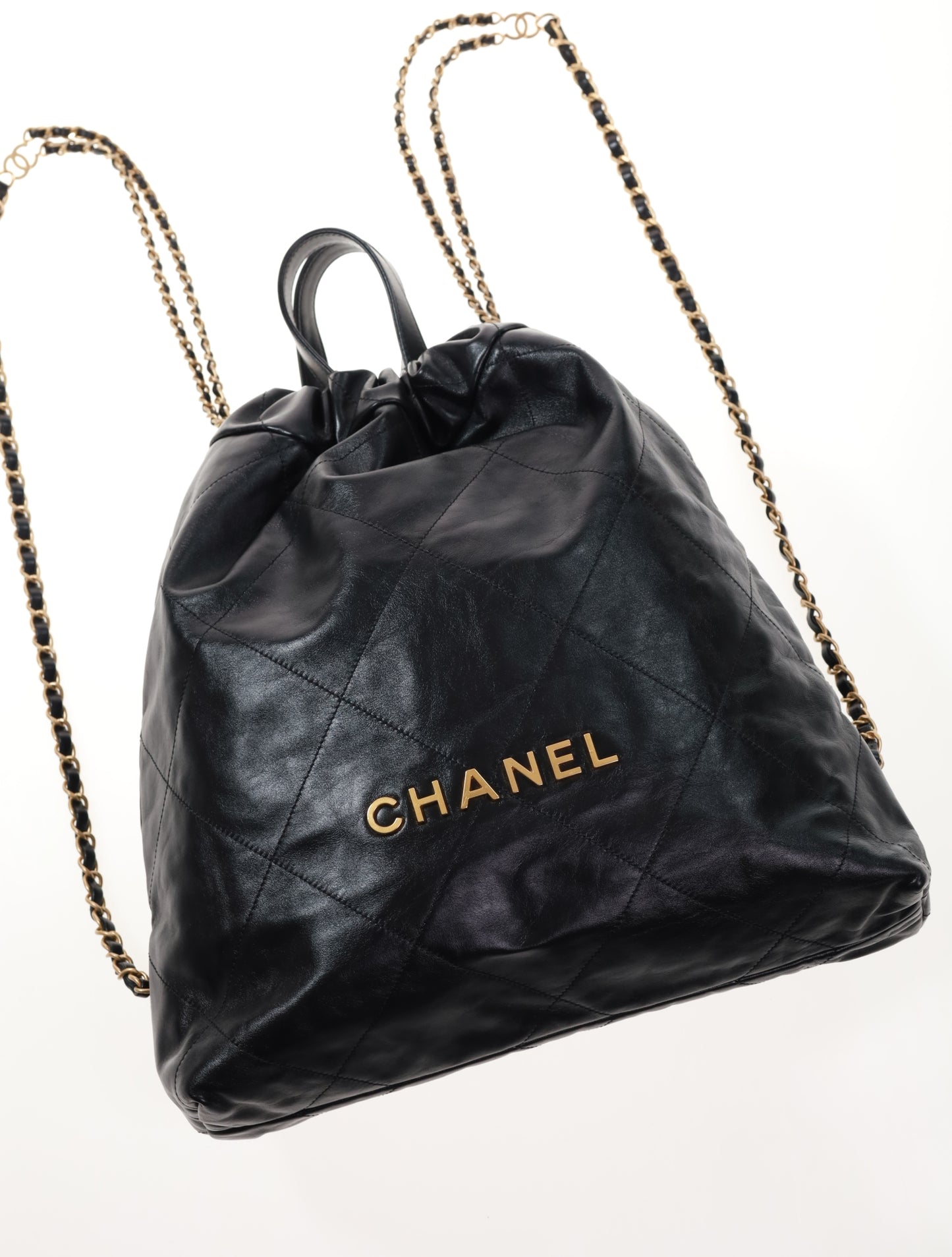 CHANEL 22 Backpack Calf Rucksack Black Schwarz/Gold AS331B0803