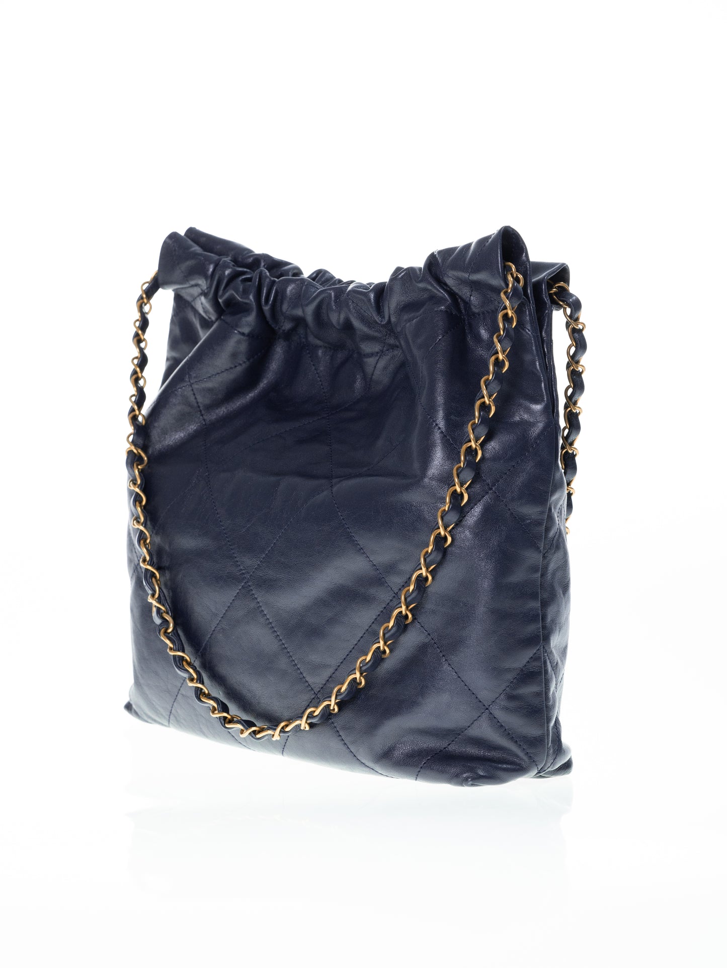 CHANEL 22 Medium Hobo Leder Bag Dunkelblau / Gold