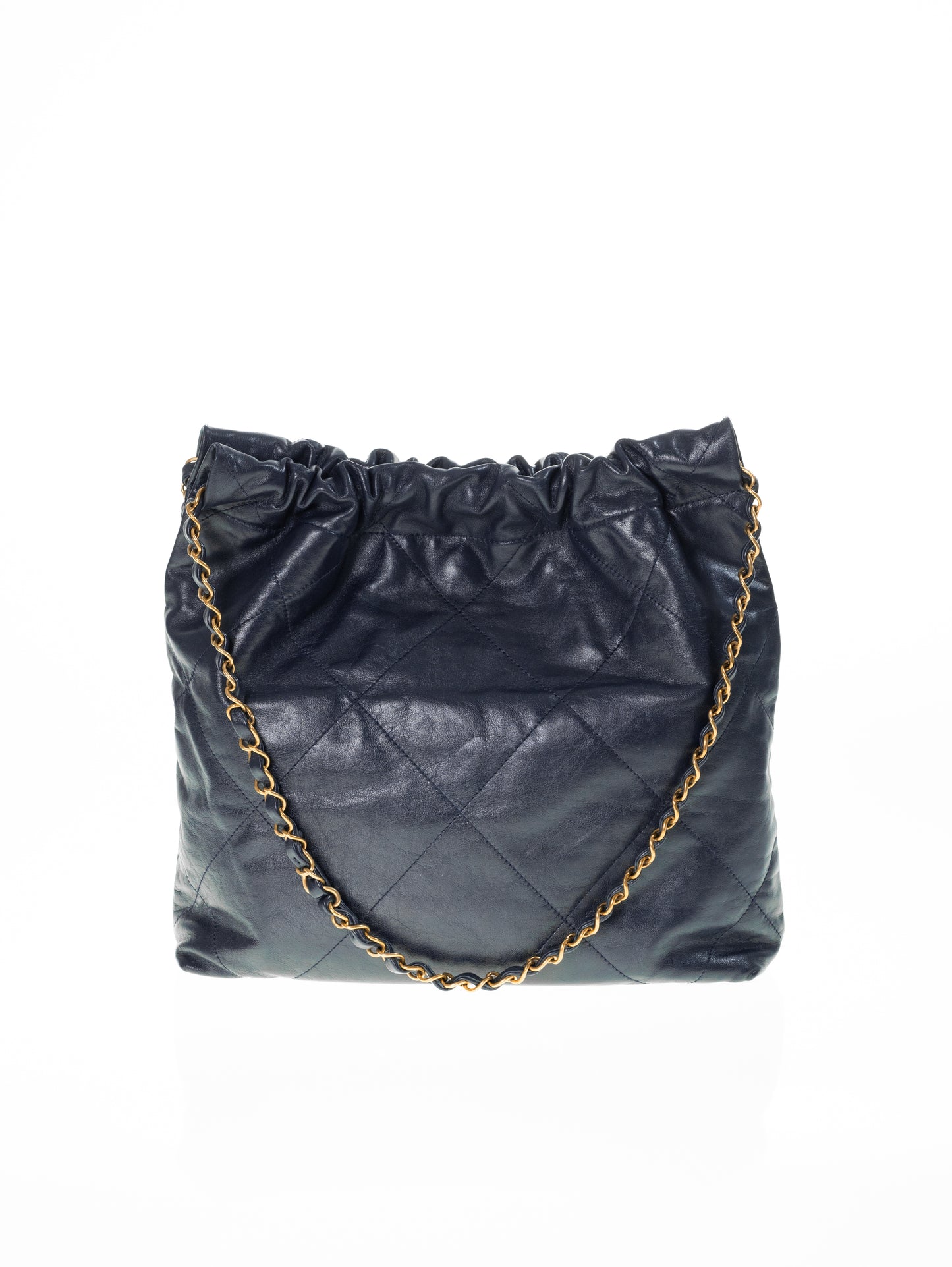 CHANEL 22 Medium Hobo Leder Bag Dunkelblau / Gold