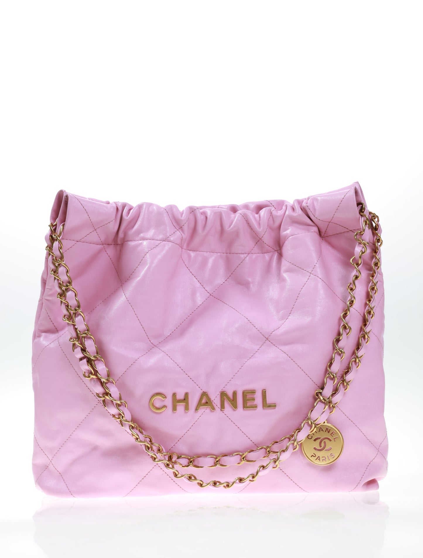 CHANEL 22 Medium Hobo Leder Bag Rose / Gold FULLSET AS3260B08037