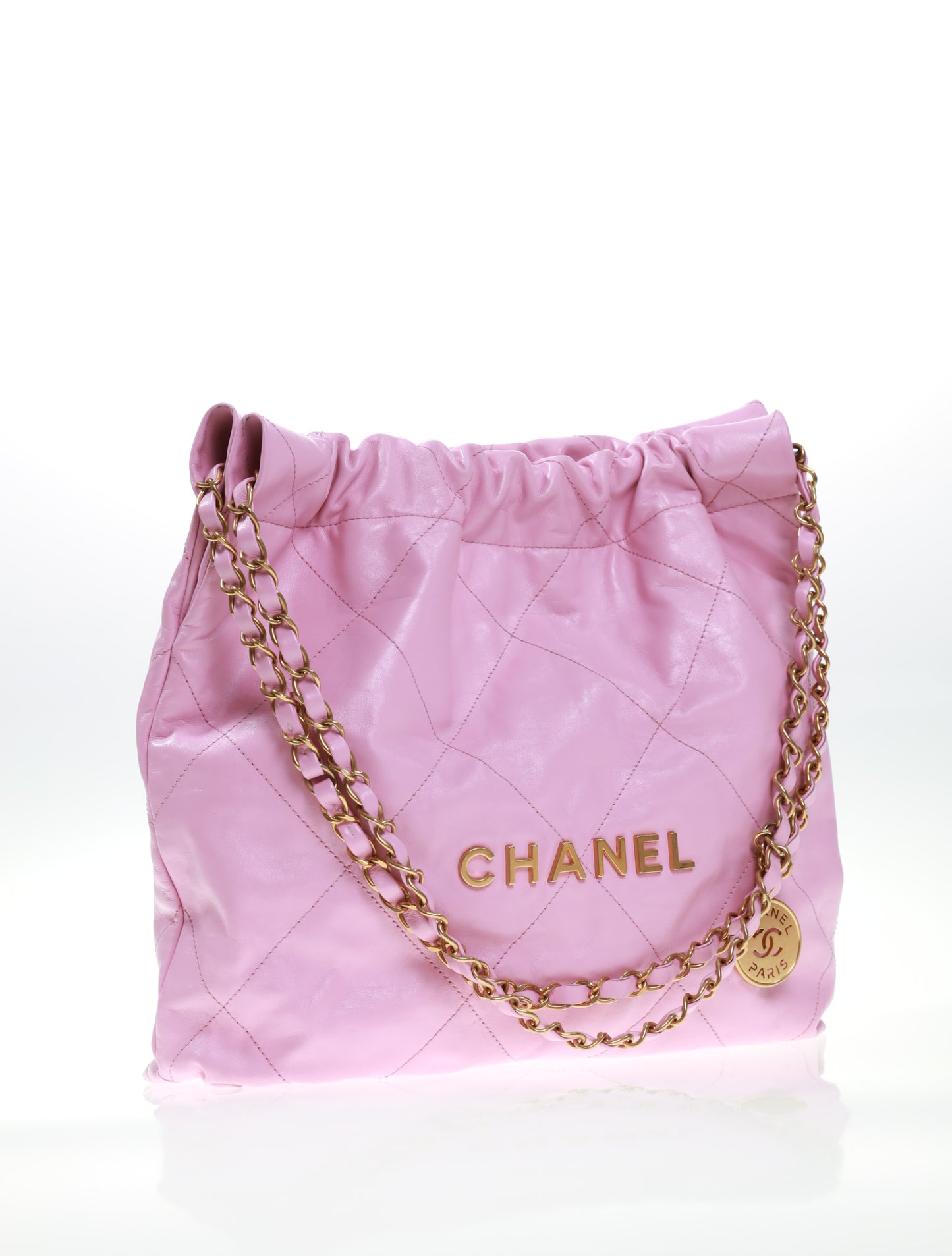 CHANEL 22 Medium Hobo Leder Bag Rose / Gold FULLSET AS3260B08037