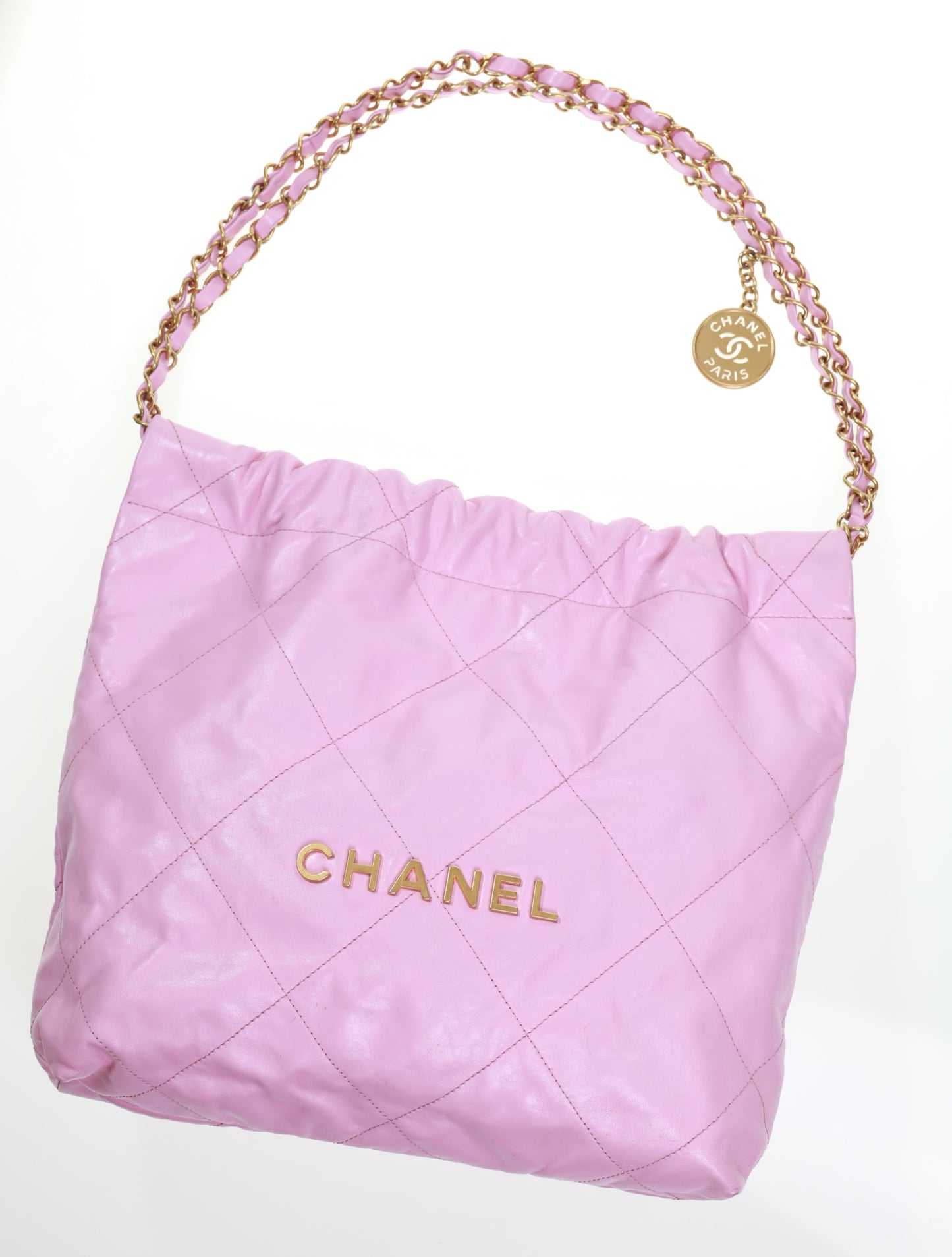 CHANEL 22 Medium Hobo Leder Bag Rose / Gold FULLSET AS3260B08037