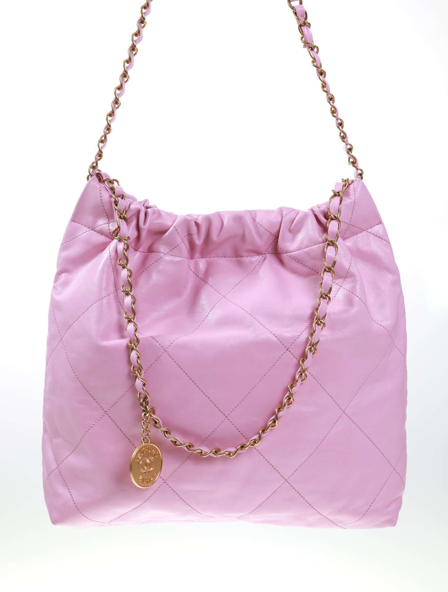 CHANEL 22 Medium Hobo Leder Bag Rose / Gold FULLSET AS3260B08037