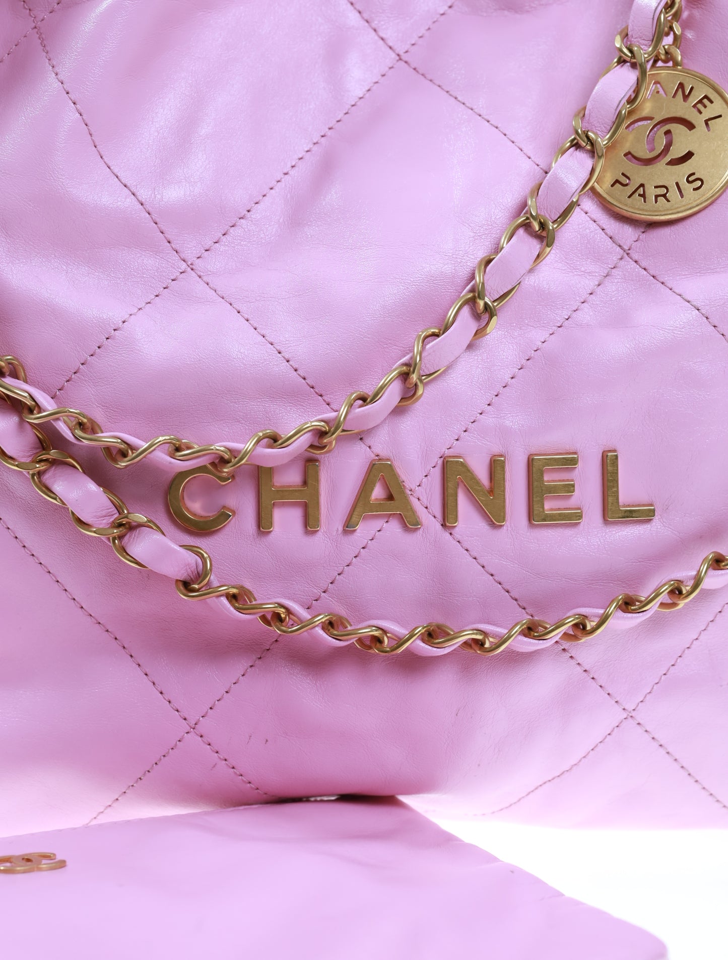 CHANEL 22 Medium Hobo Leder Bag Rose / Gold FULLSET AS3260B08037