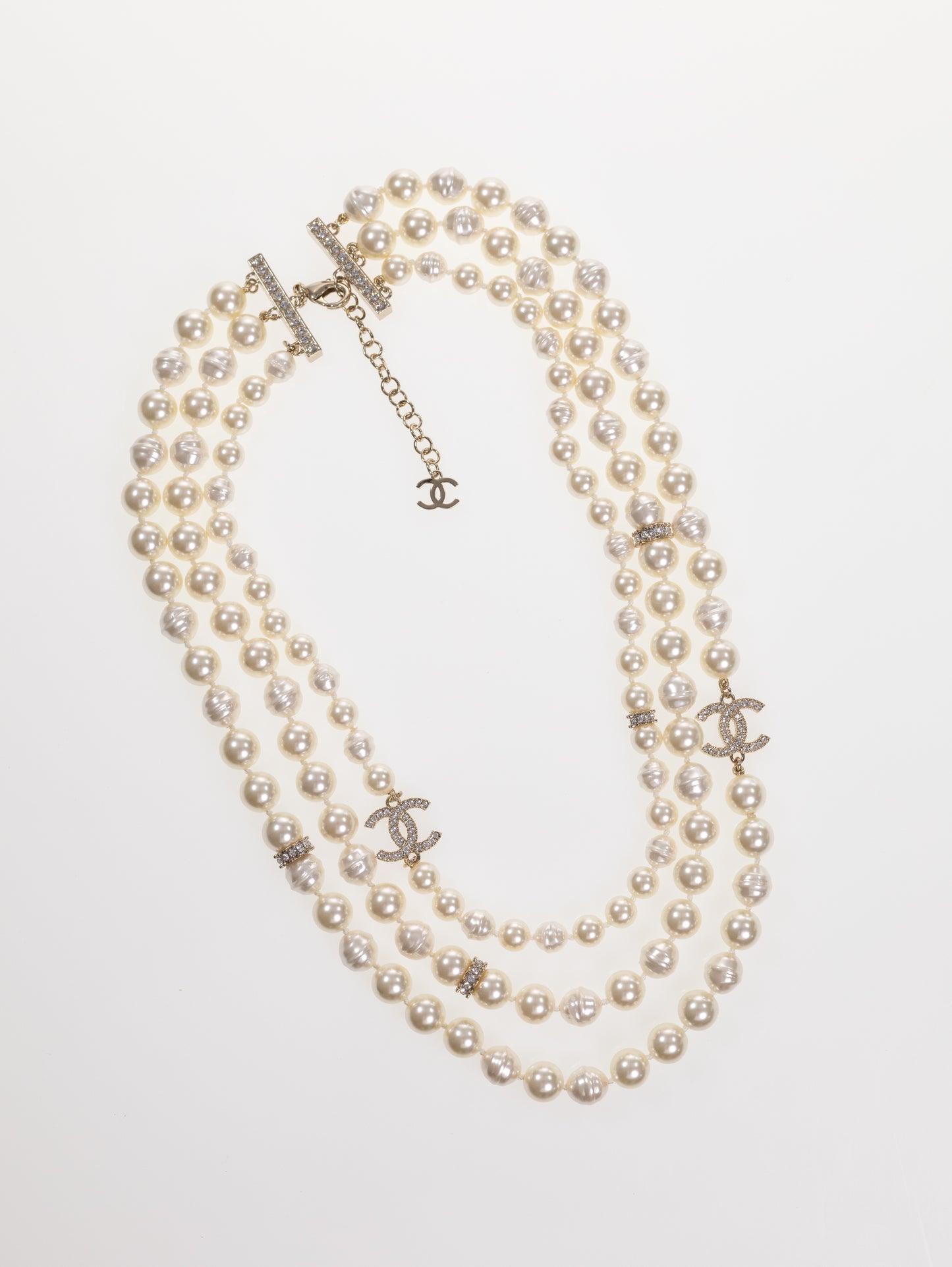 Collana CHANEL collana a catena CC perle collana di perle con strass