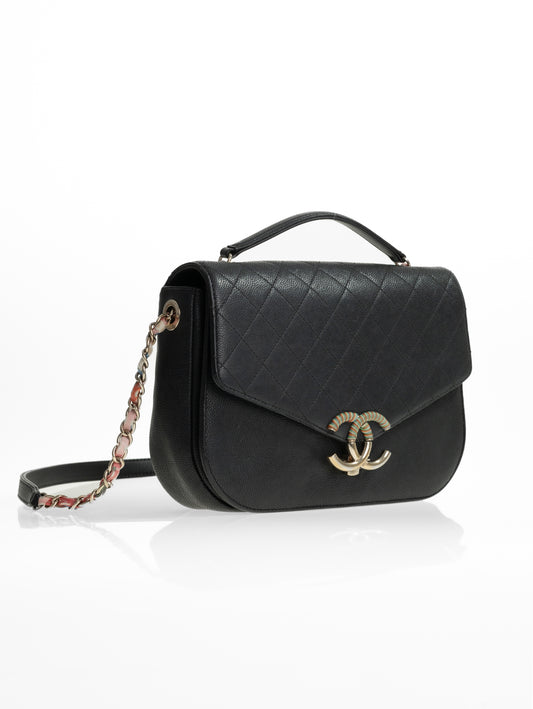 CHANEL Coco Cuba limited Edition Schwarz Caviar Shoulder Flap Bag