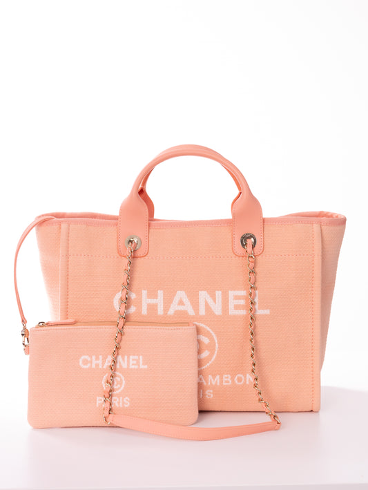 CHANEL DEAUVILLE Medium Size Shopper Rose mit Pochette - neues Modell