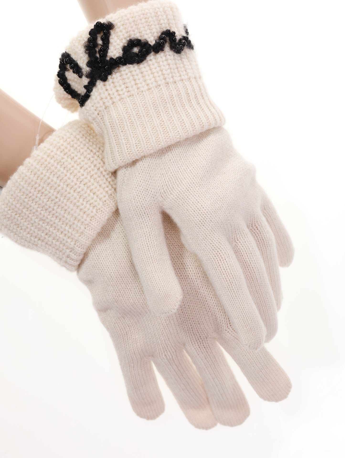 CHANEL leather gloves CC Gloves size 7.5 fingerless