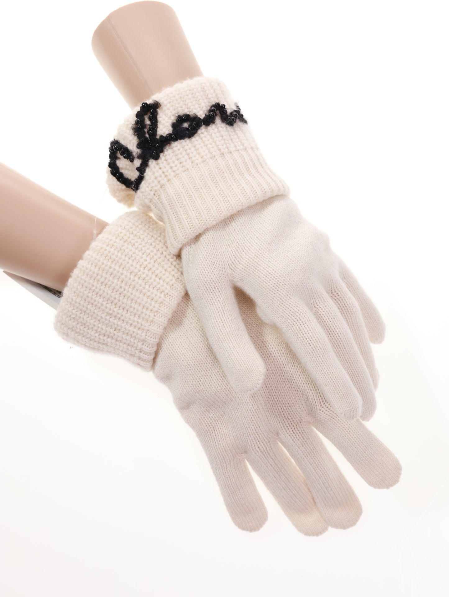 CHANEL leather gloves CC Gloves size 7.5 fingerless