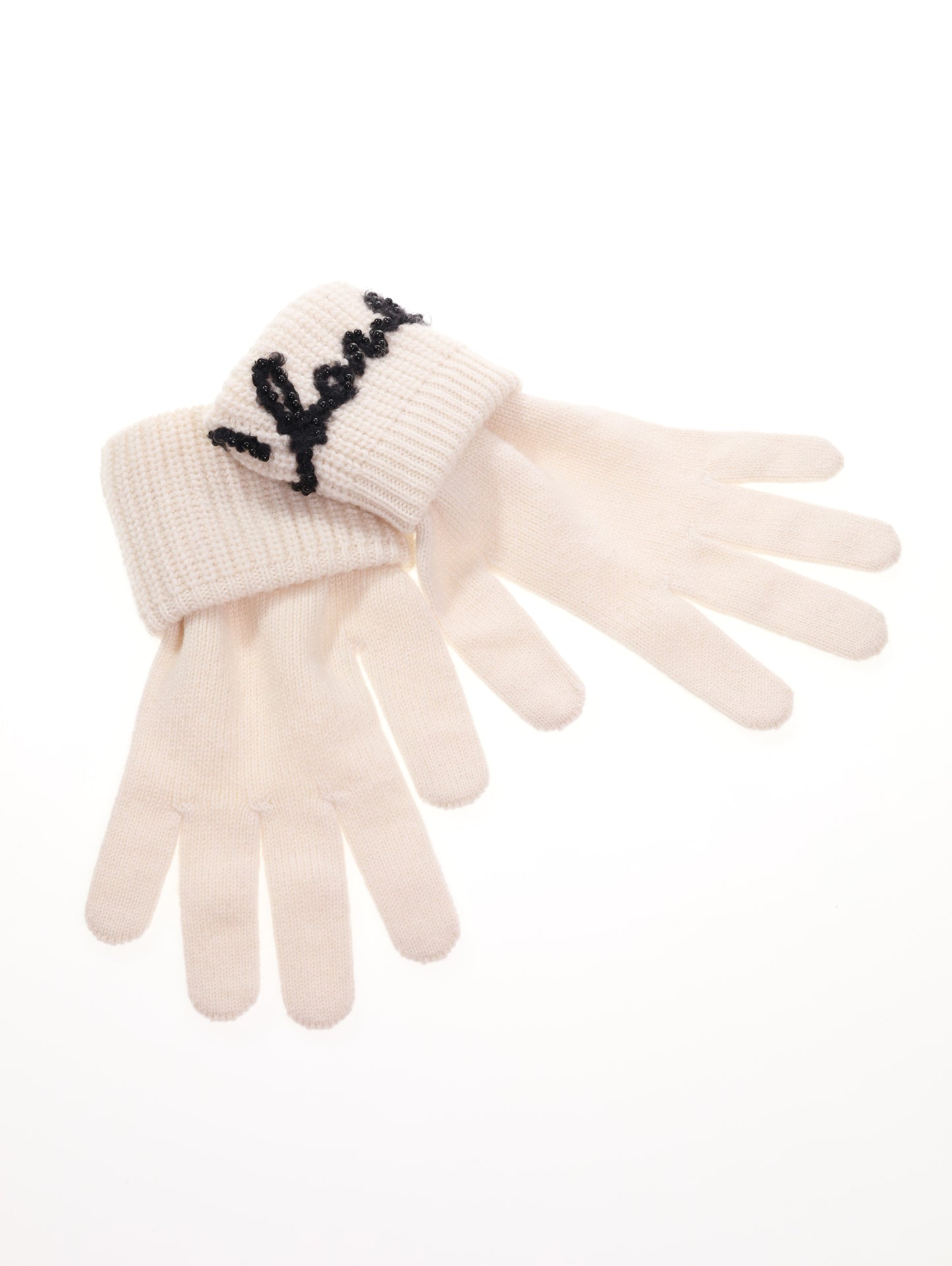 CHANEL leather gloves CC Gloves size 7.5 fingerless