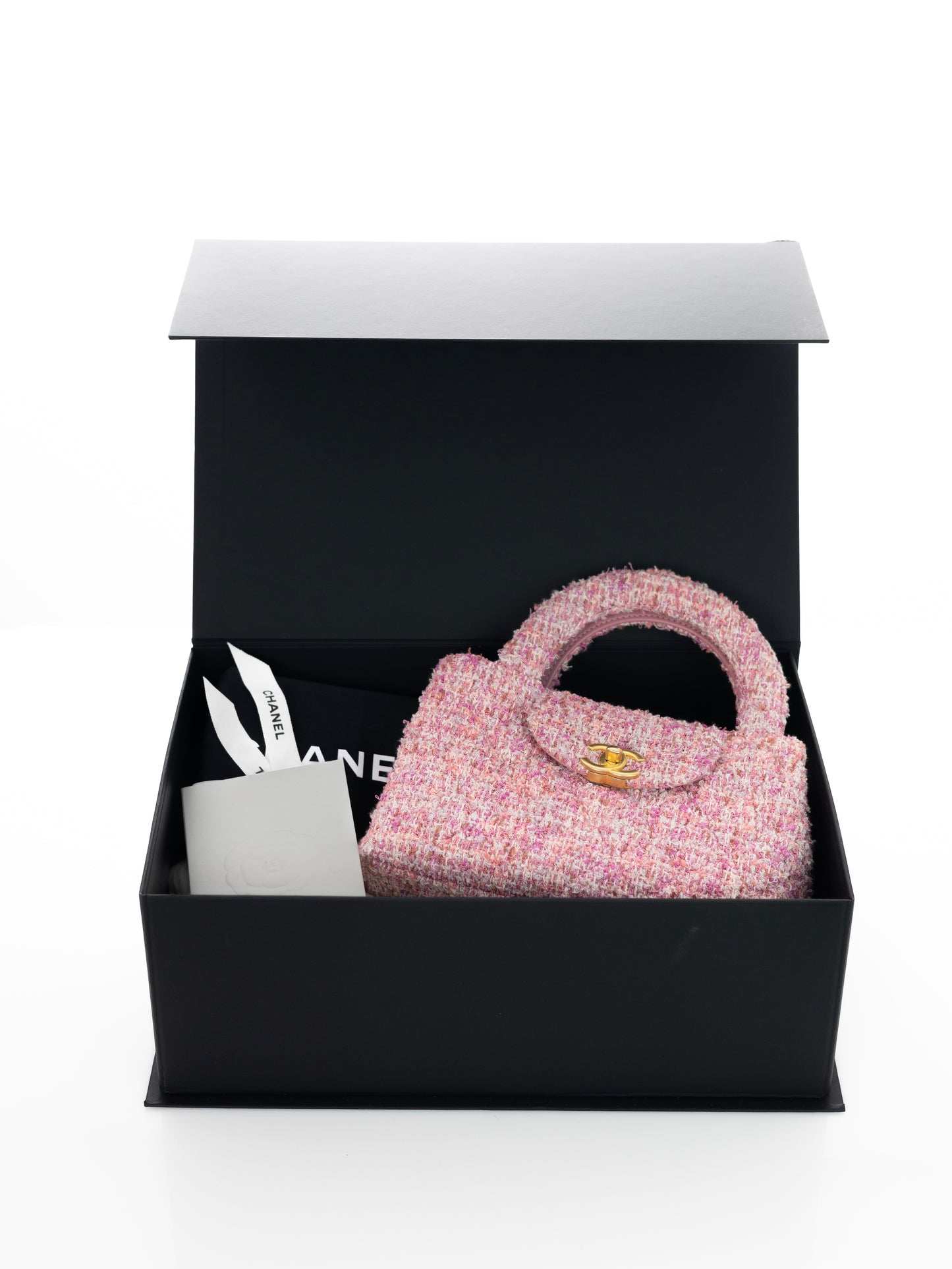 CHANEL Kelly Medium Bag Tweed Rose Pink FULLSET AS4416B15736NU892