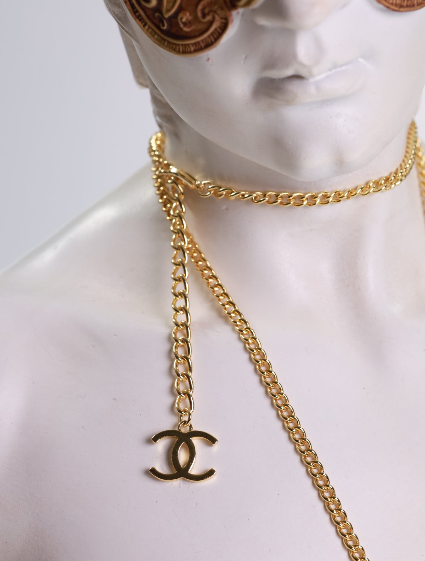 CHANEL Kette großes XL CC Halskette Gold / Braun