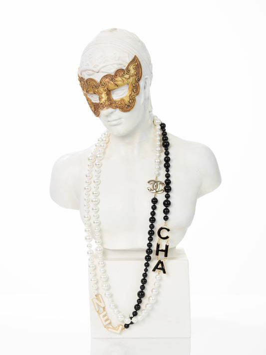 CHANEL Lange Perlenkette Halskette CHA NEL Kette Collier CC