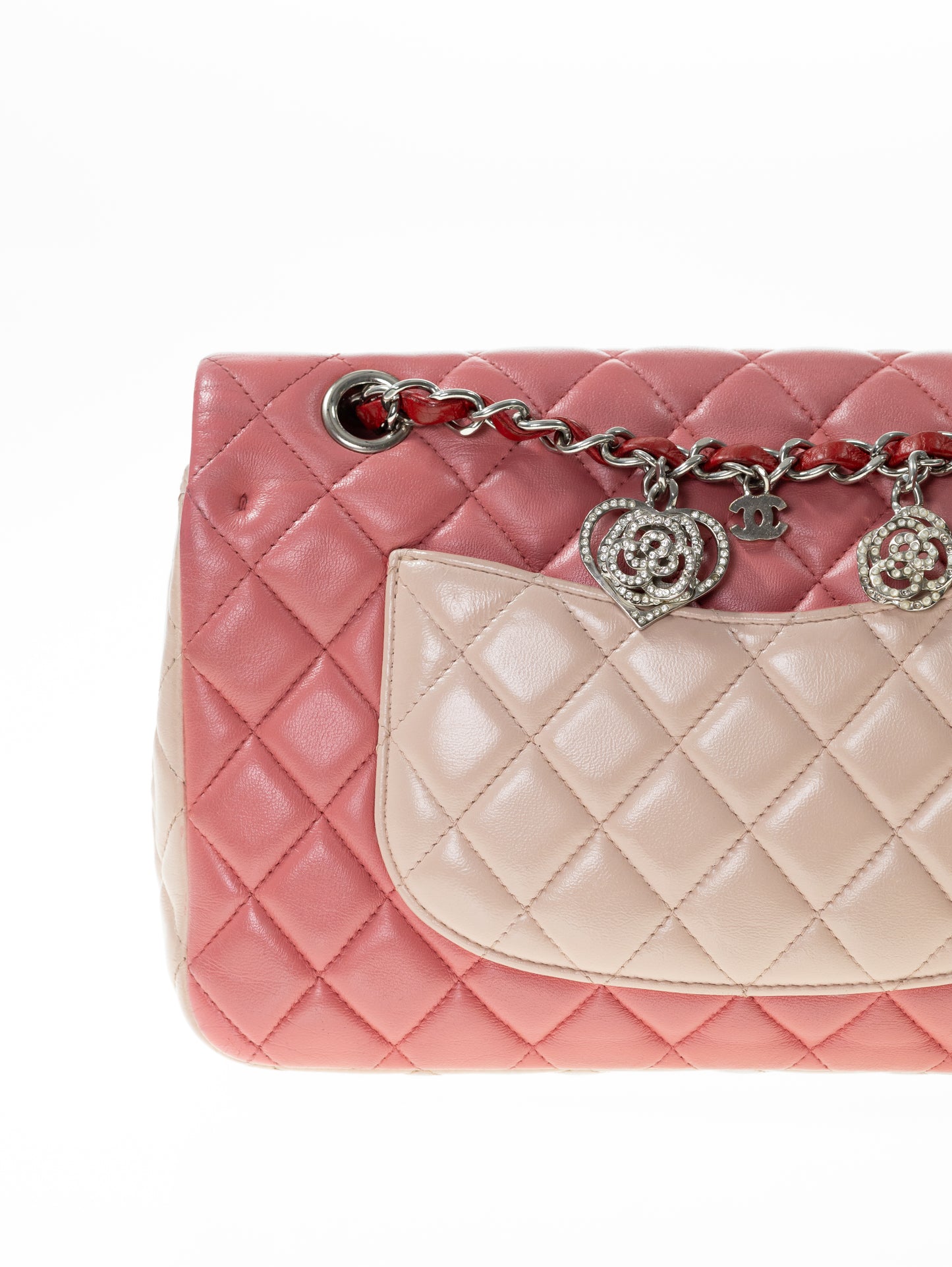 Borsa con patta rosa Timeless media CHANEL in agnello