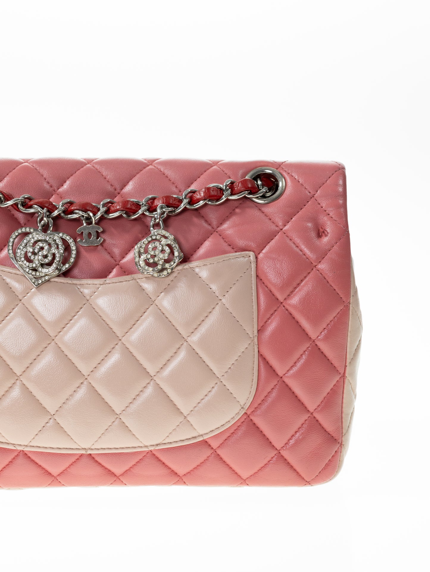 Borsa con patta rosa Timeless media CHANEL in agnello