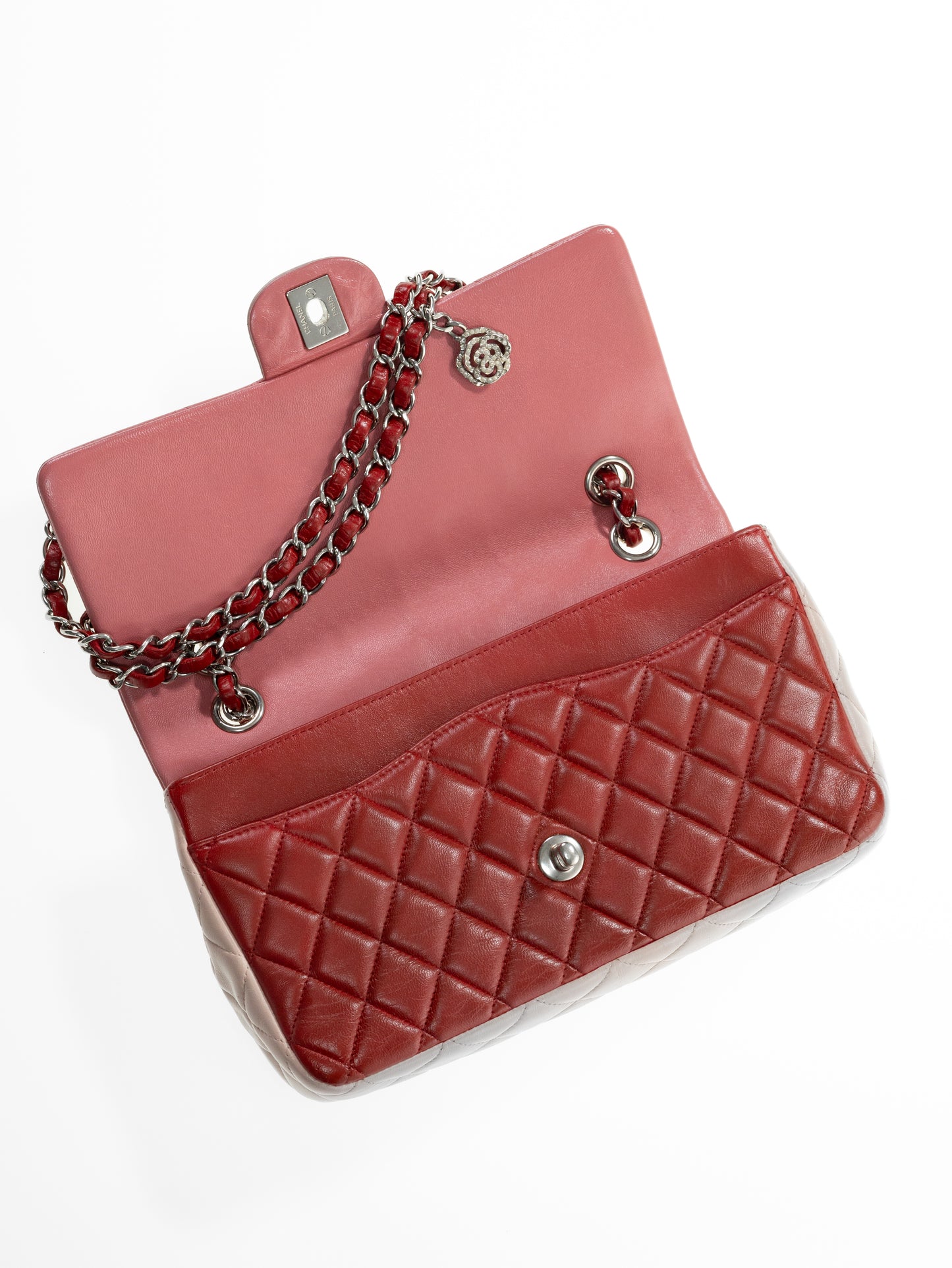 Borsa con patta rosa Timeless media CHANEL in agnello