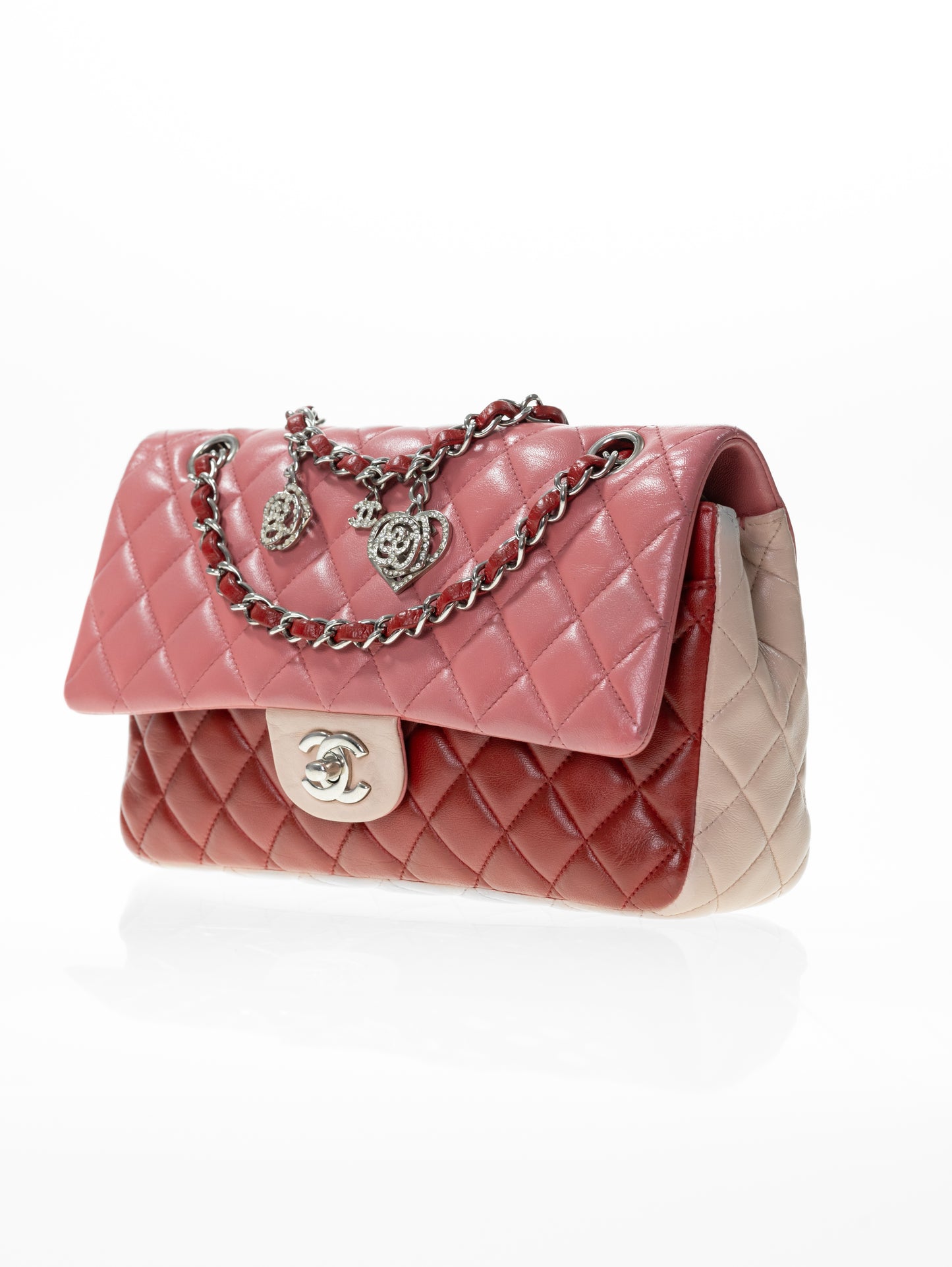 Borsa con patta rosa Timeless media CHANEL in agnello