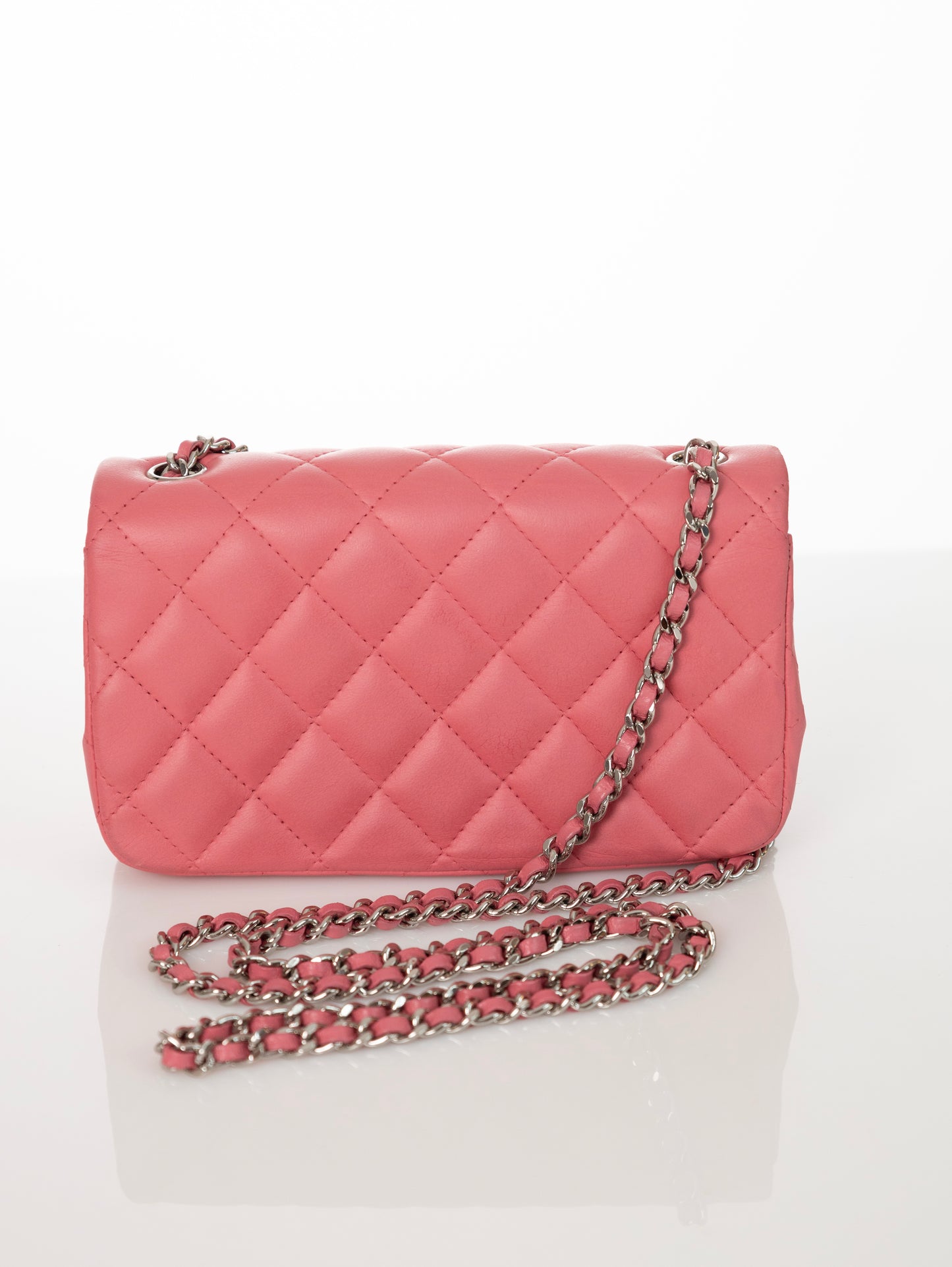 Borsa a tracolla CHANEL Timeless Mini Lambskin Flap rosa/argento