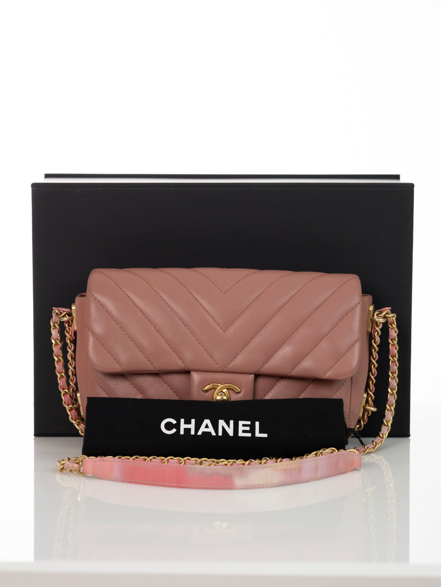 CHANEL Timeless Mini Rectangular Chevron Lambskin Chain Around Flap crossbody bag