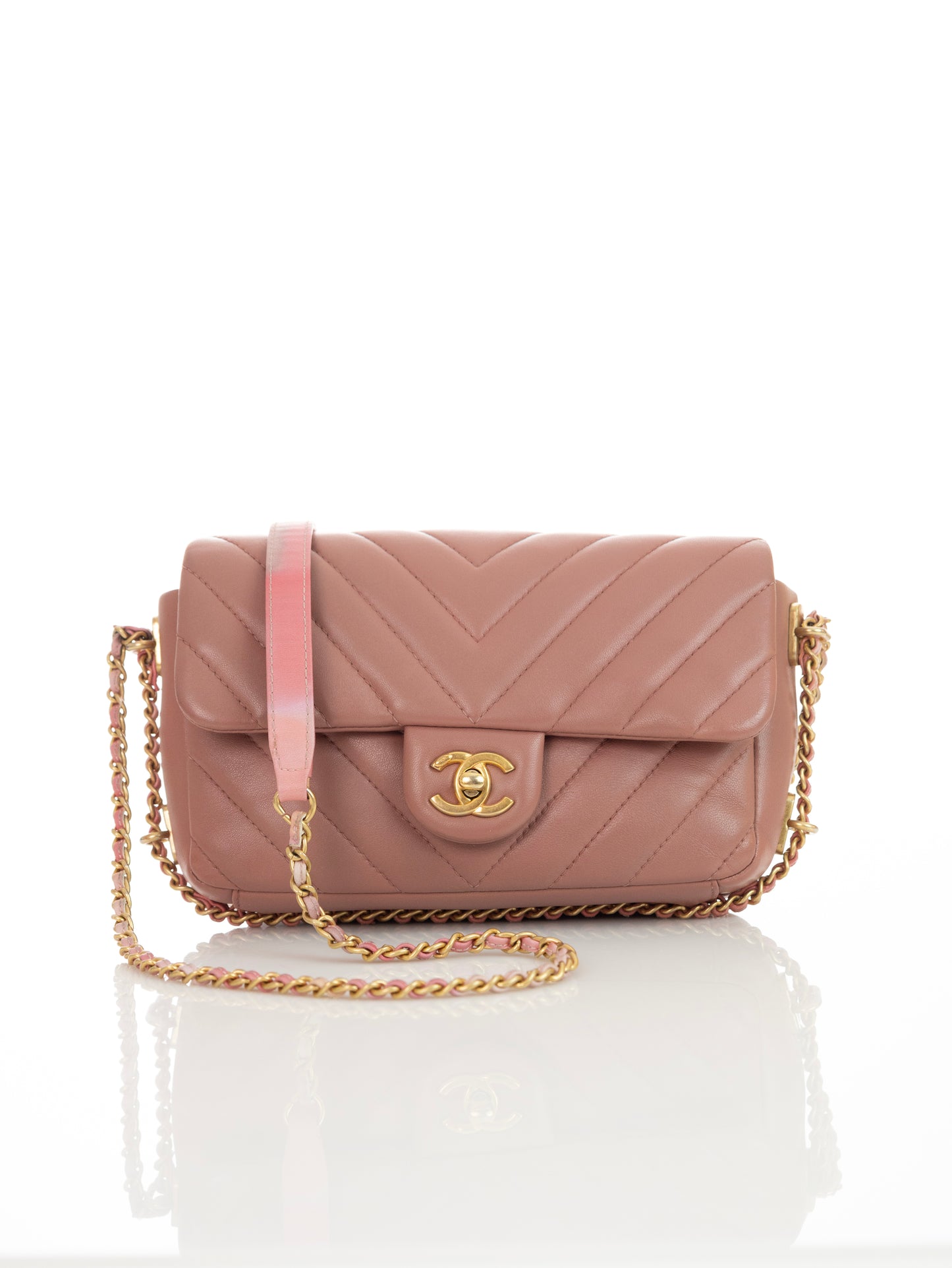 CHANEL Timeless Mini Rectangular Chevron Lambskin Chain Around Flap crossbody bag