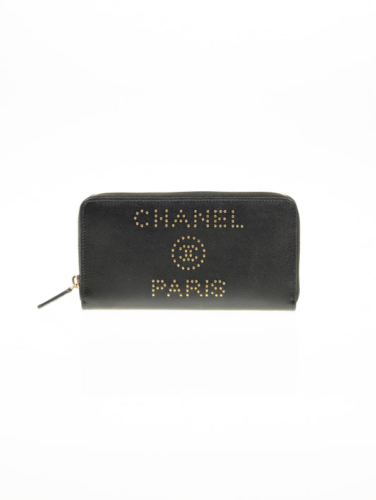 CHANEL Wallet leather classic wallet wallet with zip