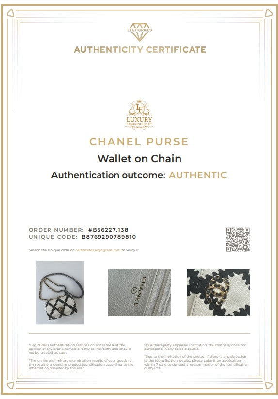 Chanel 19 Woc Leder Weiß Schwarz Gold Wallet on Chain