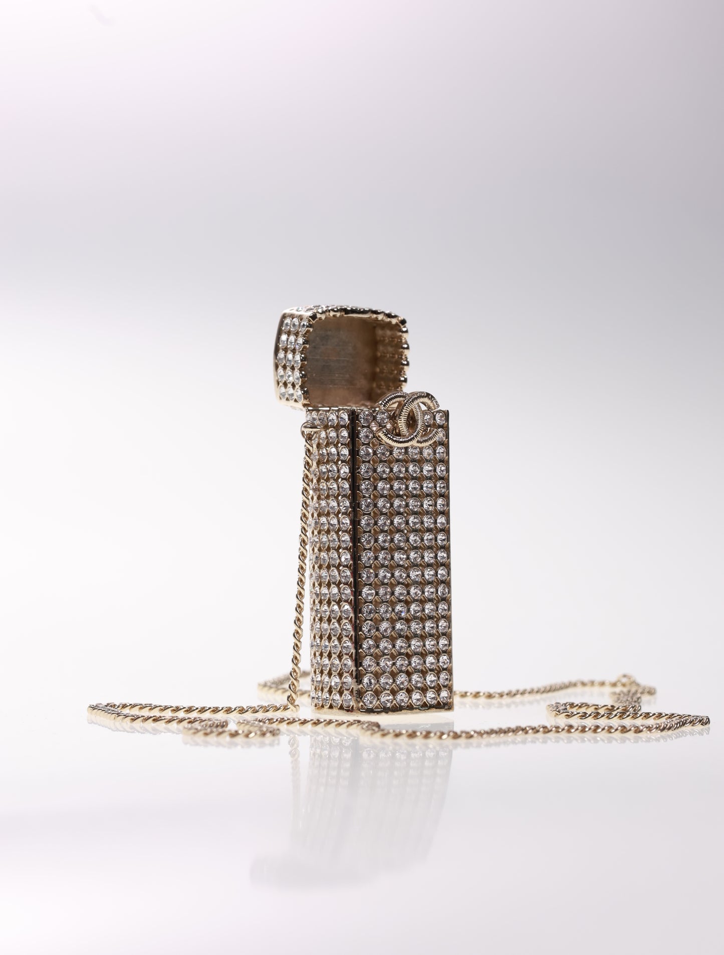 CHANEL LUXUS Halskette Strass Lipstick Holder Kette neuw.