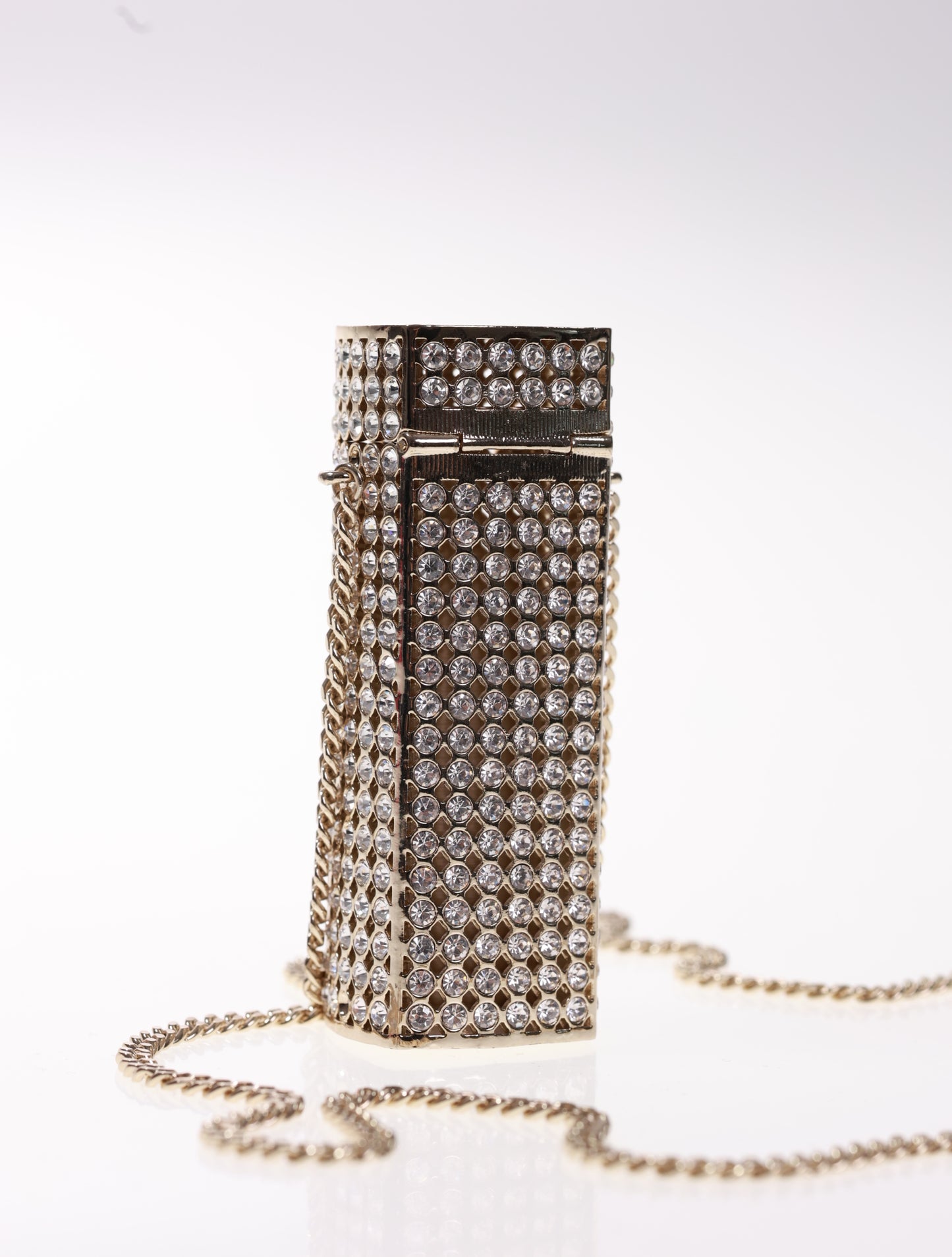 CHANEL LUXUS Halskette Strass Lipstick Holder Kette neuw.