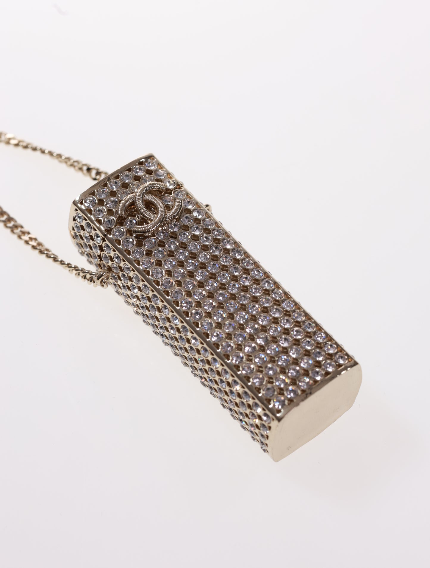 CHANEL LUXUS Halskette Strass Lipstick Holder Kette neuw.