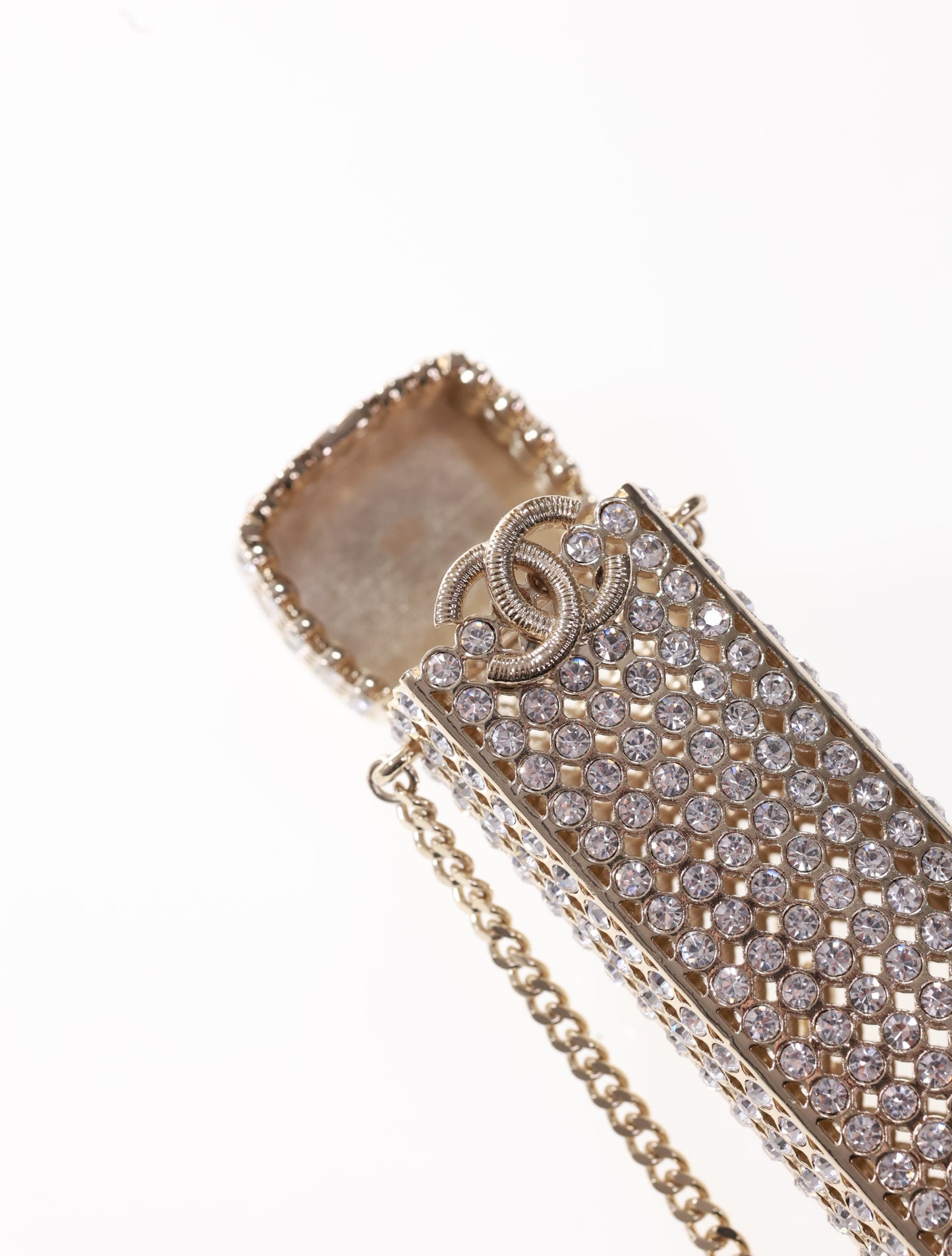 CHANEL LUXUS Halskette Strass Lipstick Holder Kette neuw.