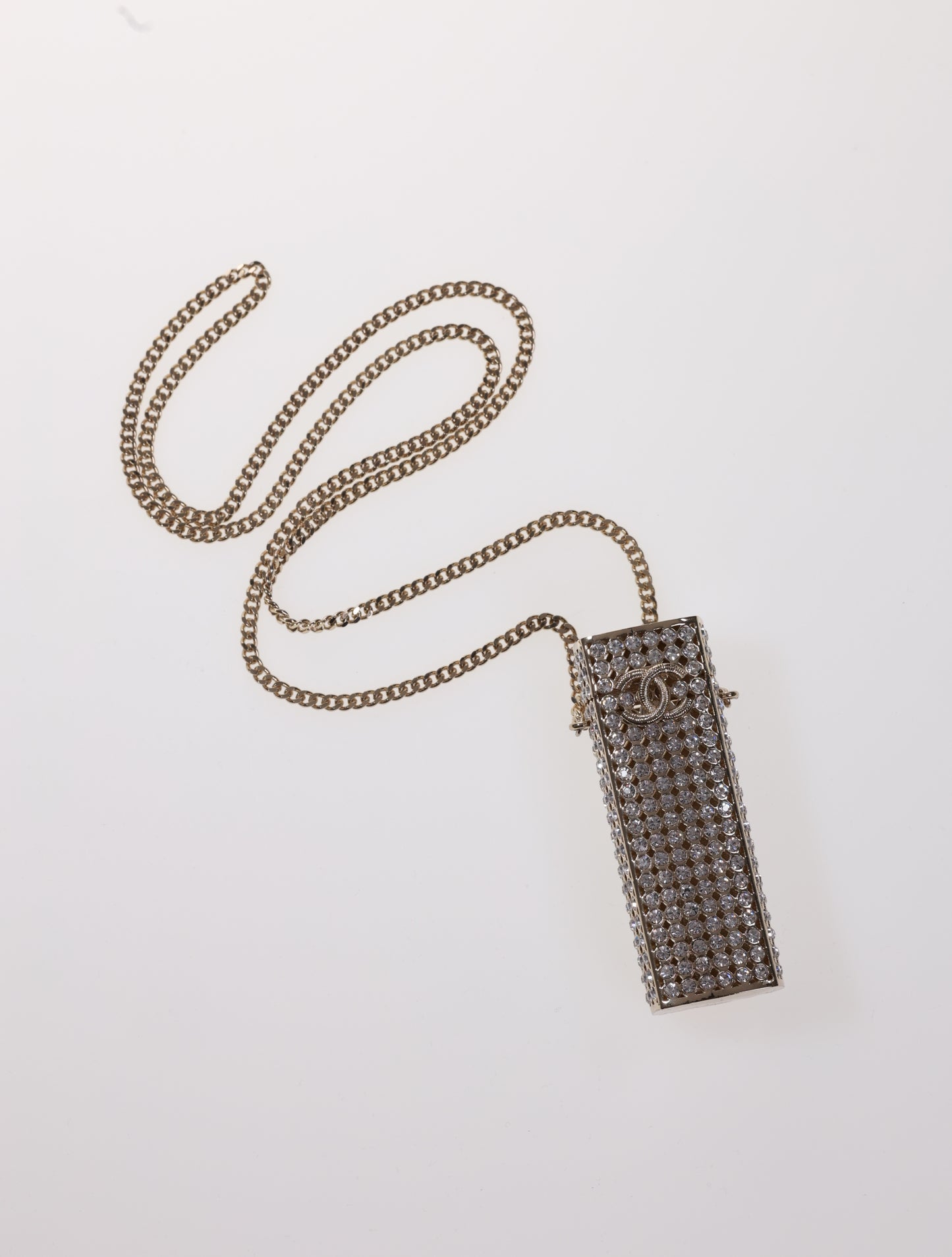 CHANEL LUXUS Halskette Strass Lipstick Holder Kette neuw.