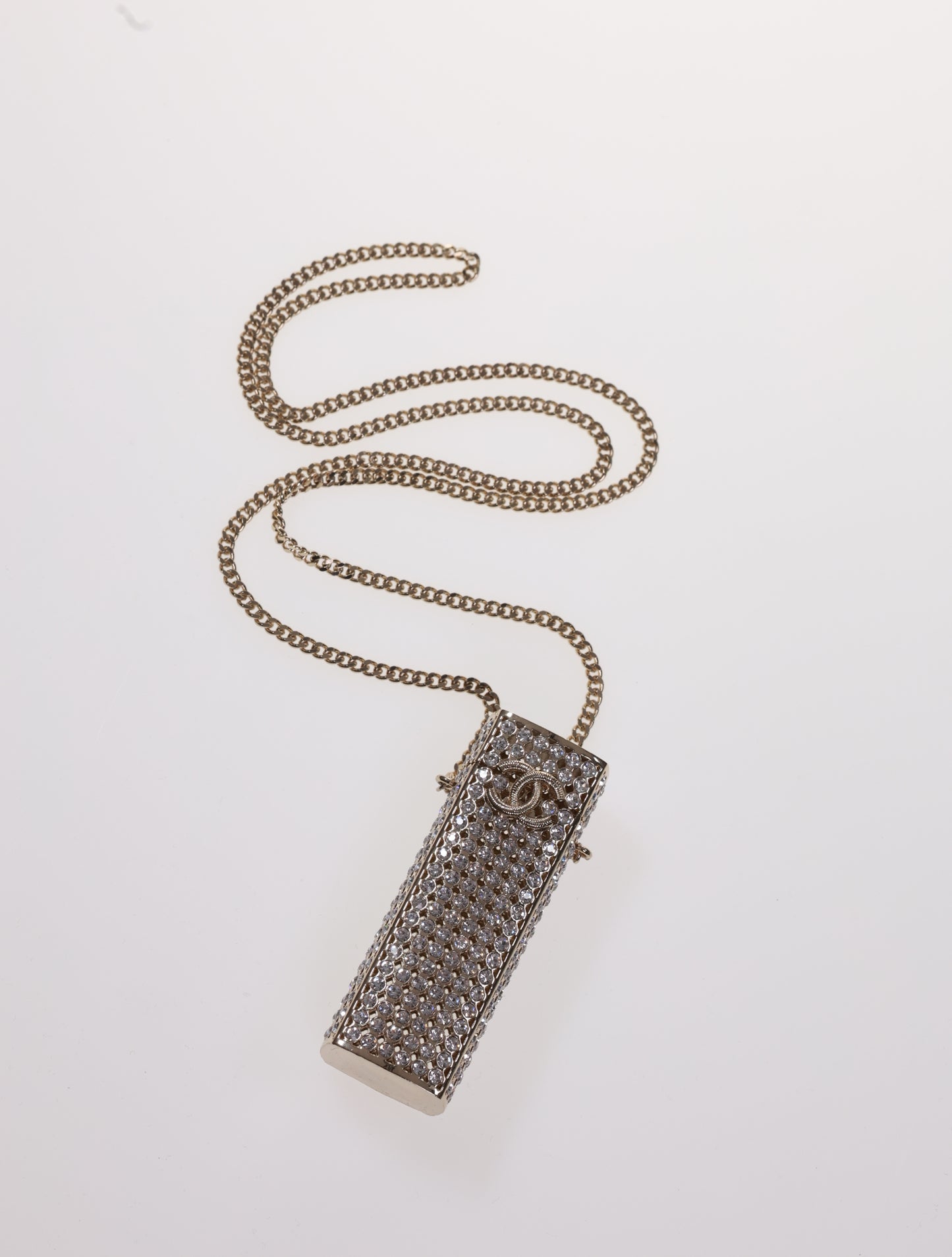 CHANEL LUXUS Halskette Strass Lipstick Holder Kette neuw.