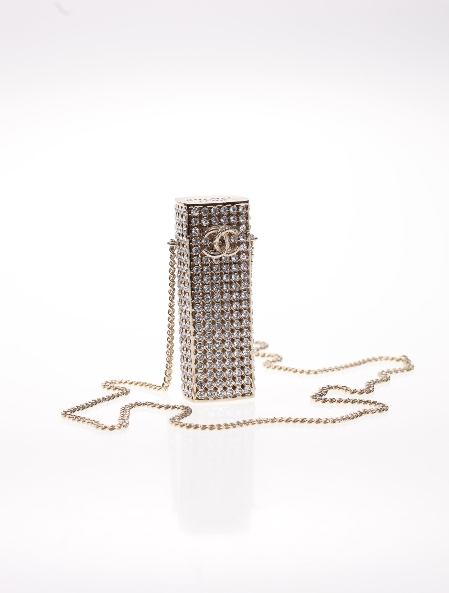 CHANEL LUXUS Halskette Strass Lipstick Holder Kette neuw.