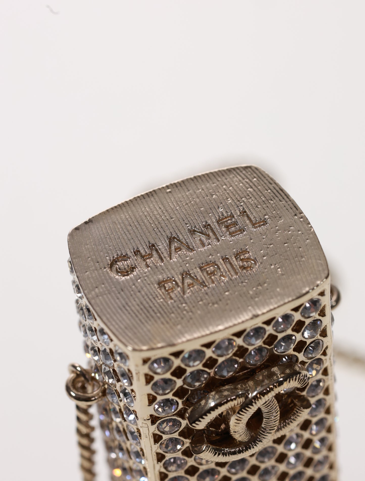 CHANEL LUXUS Halskette Strass Lipstick Holder Kette neuw.