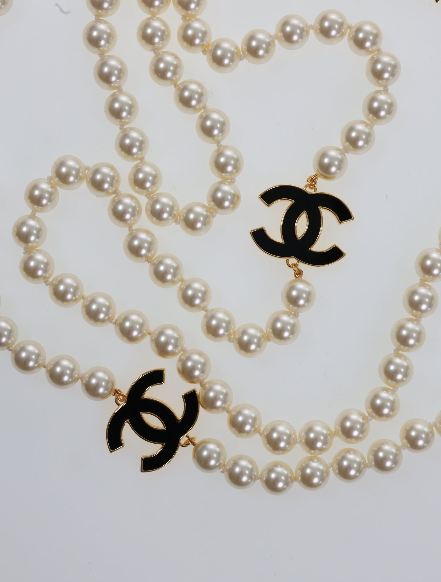 Collana CHANEL collana a catena CC perle collana di perle con strass