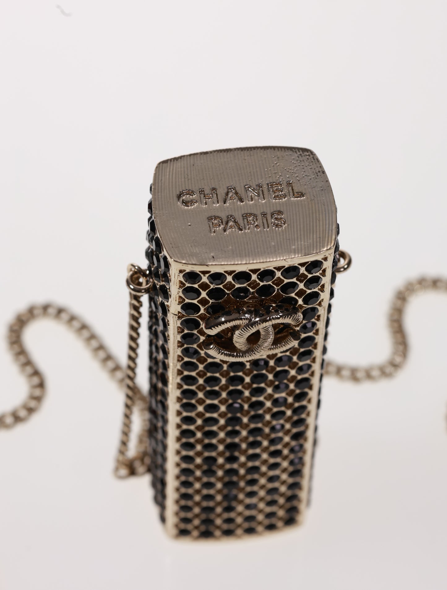 CHANEL LUXUS Halskette Strass Lipstick Holder Kette neuw.