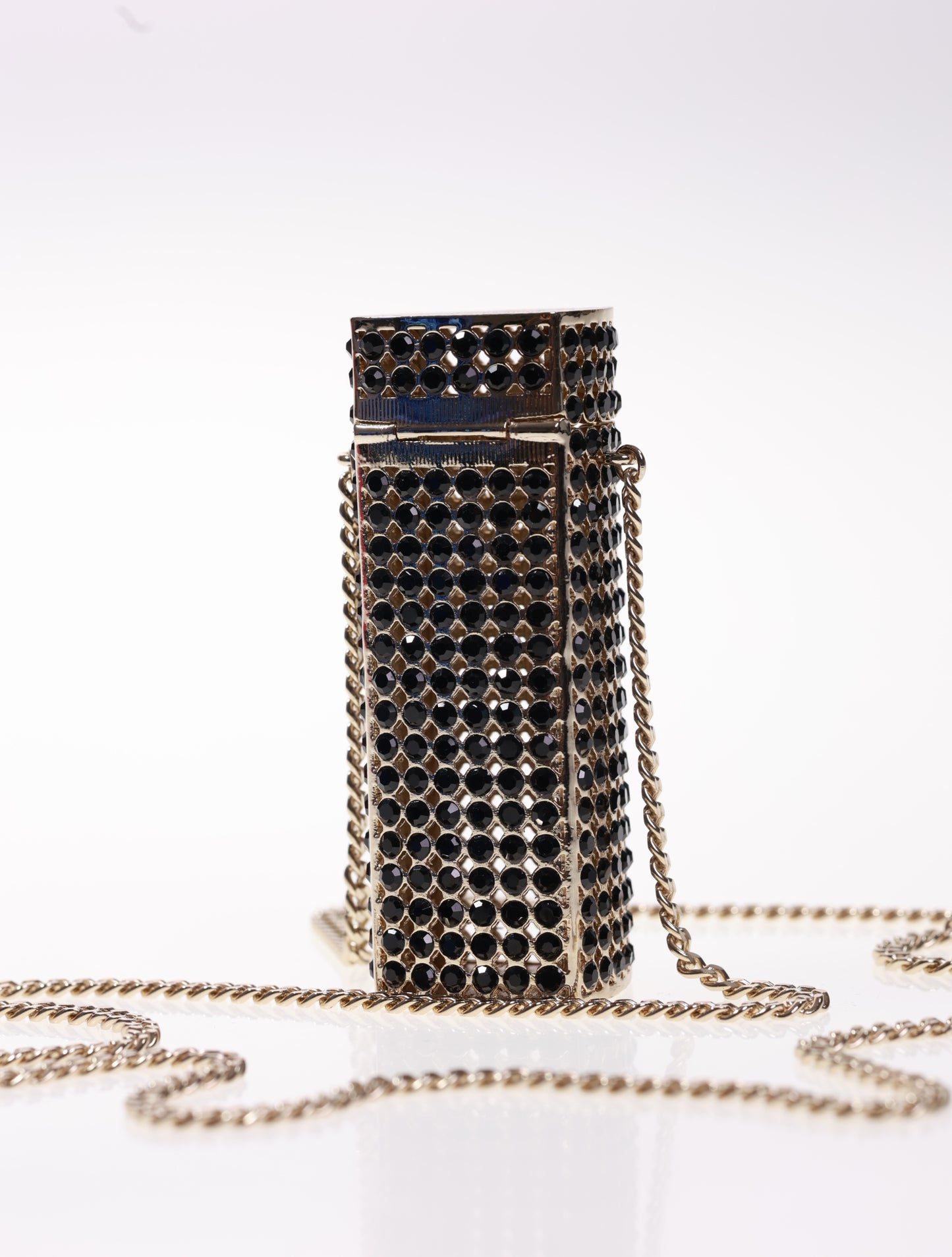 CHANEL LUXUS Halskette Strass Lipstick Holder Kette neuw.