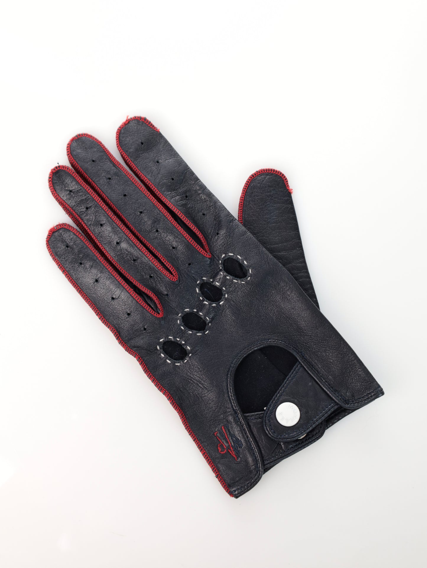 MONCLER Lederhandschuhe schwarz mit roten Details