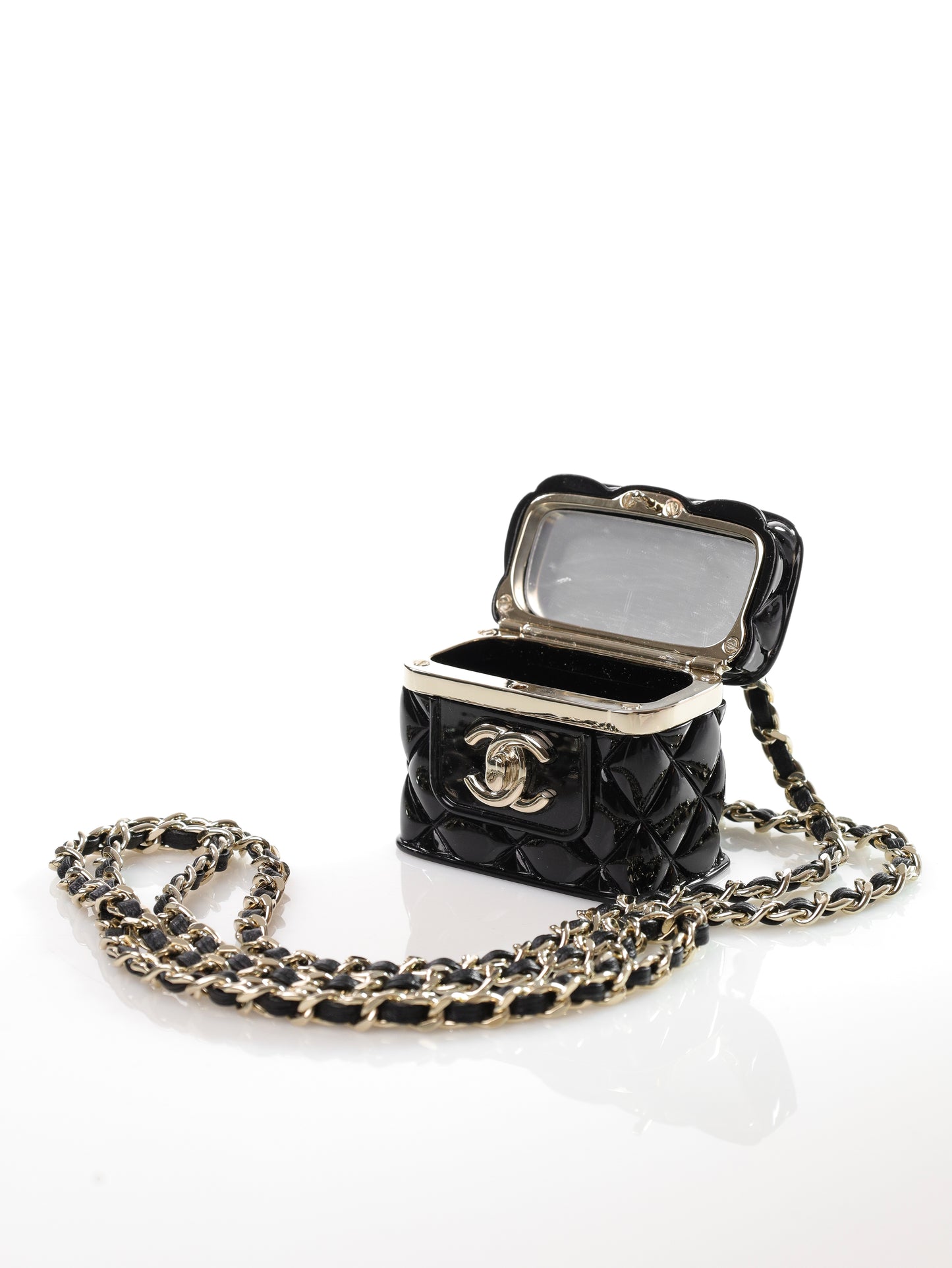 CHANEL lange Halskette Anhänger Leder Tasche CC