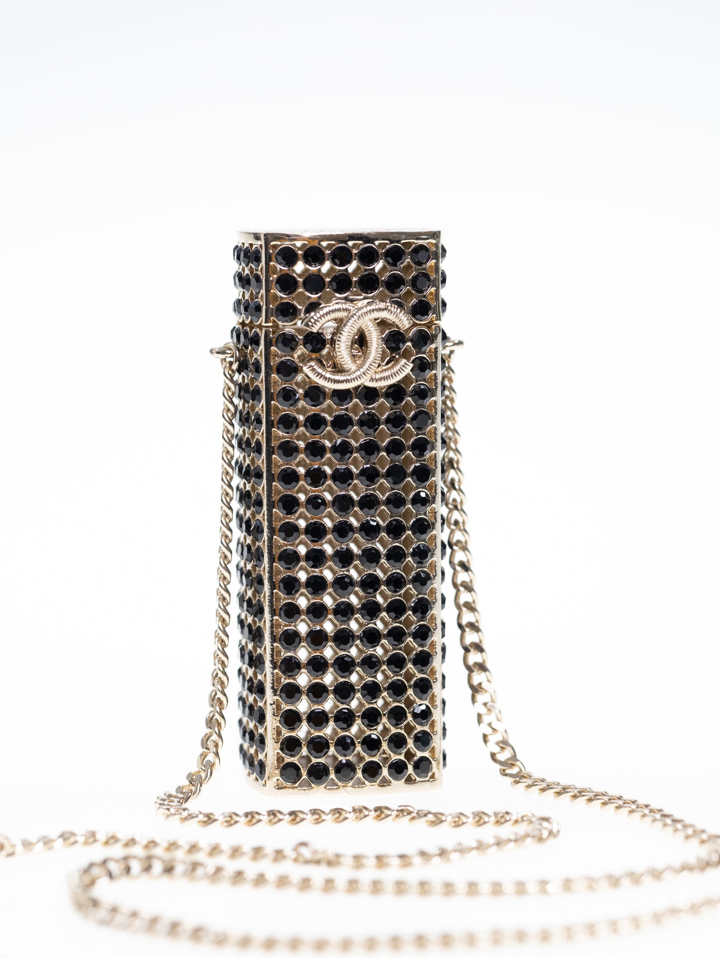 CHANEL LUXURY Necklace Rhinestone Lipstick Holder Chain new.