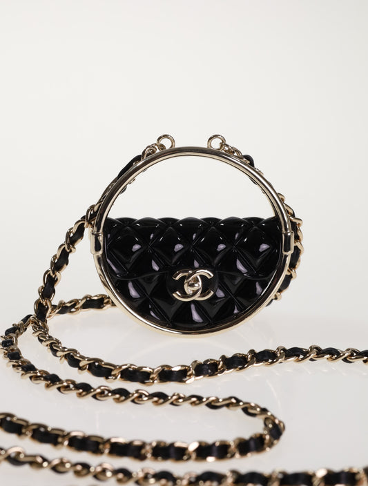 CHANEL Halskette mit Tasche Schwarz Gold